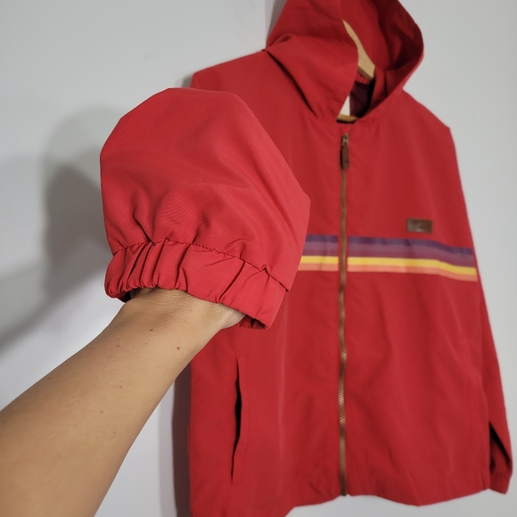 L&P Apparel Lightweight Red Rainbow Stripes Zipper Front Pockets Hoodie Small - Picture 6 of 13